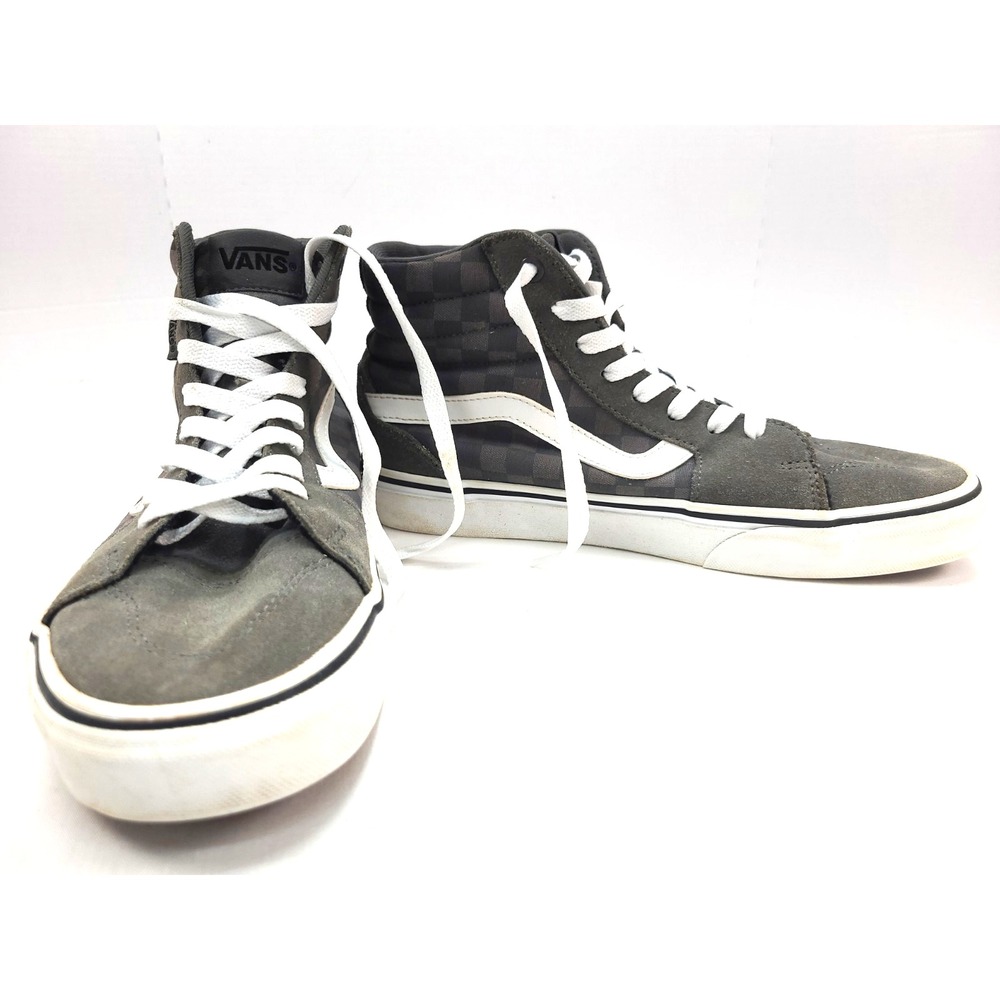 Vans Men's Filmore High Top Tonal Gray Checkerboard Lace-Up Sneakers Size 8